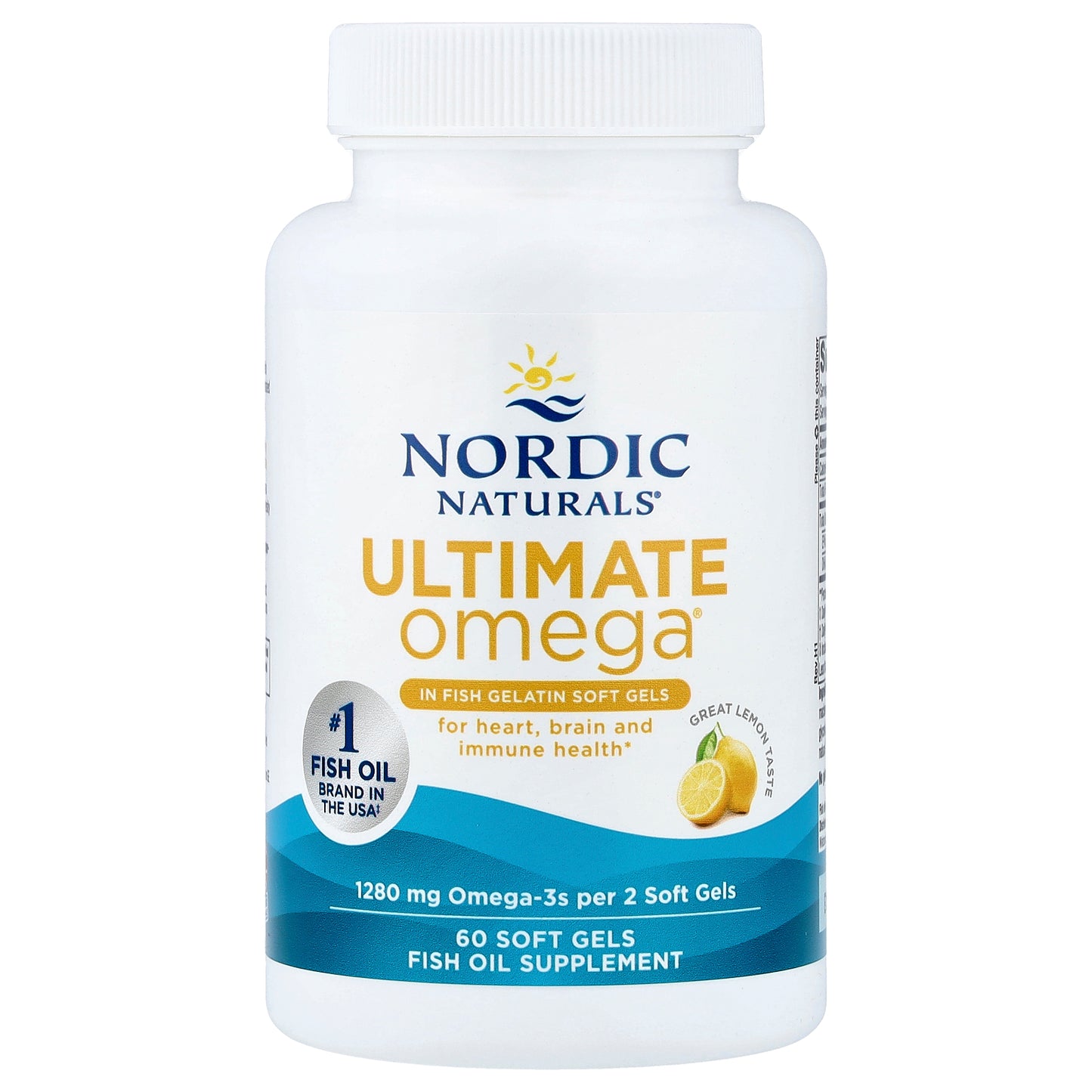 Nordic Naturals, Ultimate Omega®, Lemon, 60 Soft Gels (640 mg per Soft Gel)