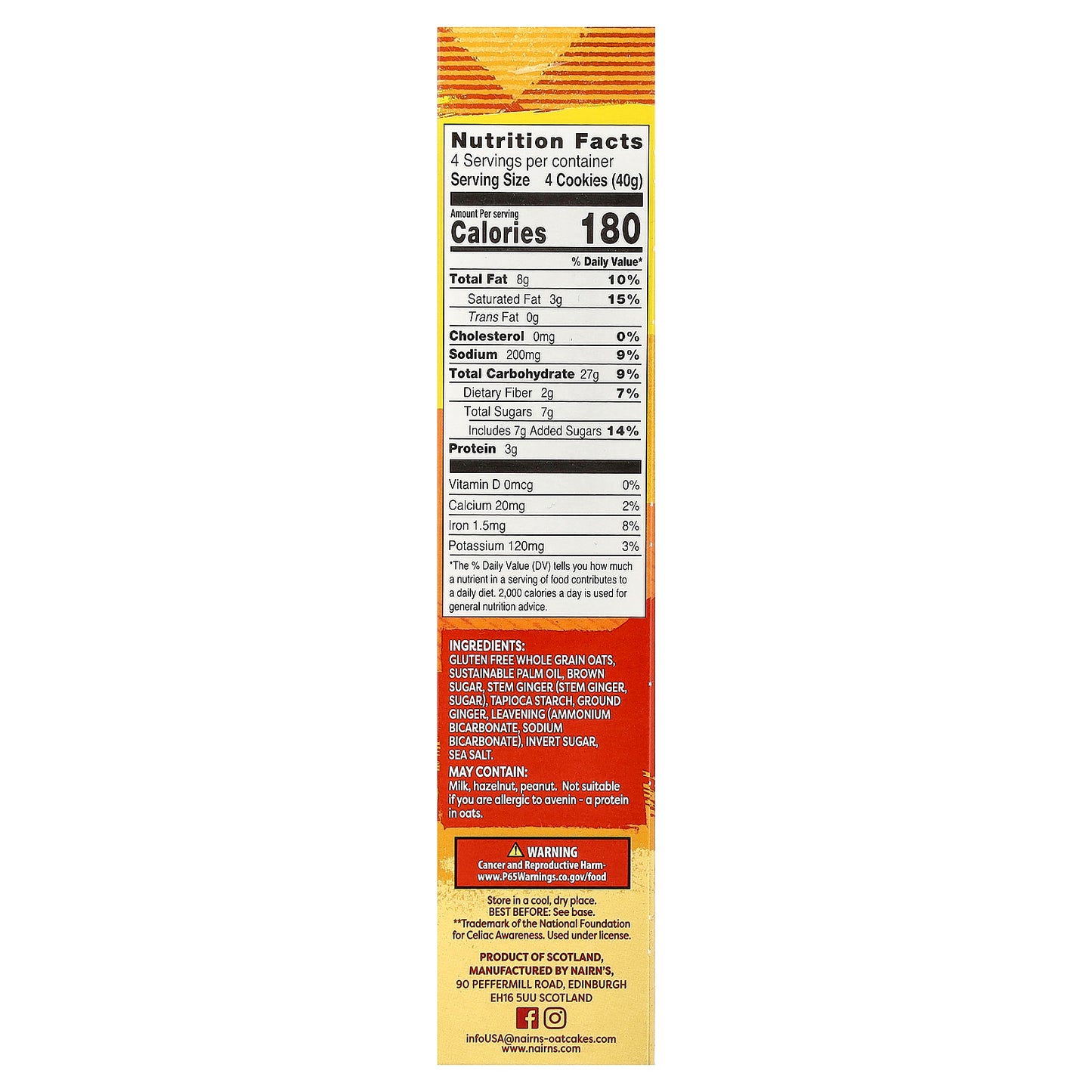 Nairn's, Oat Grahams, Ginger, 4 Packs, 5.64 oz (160 g)