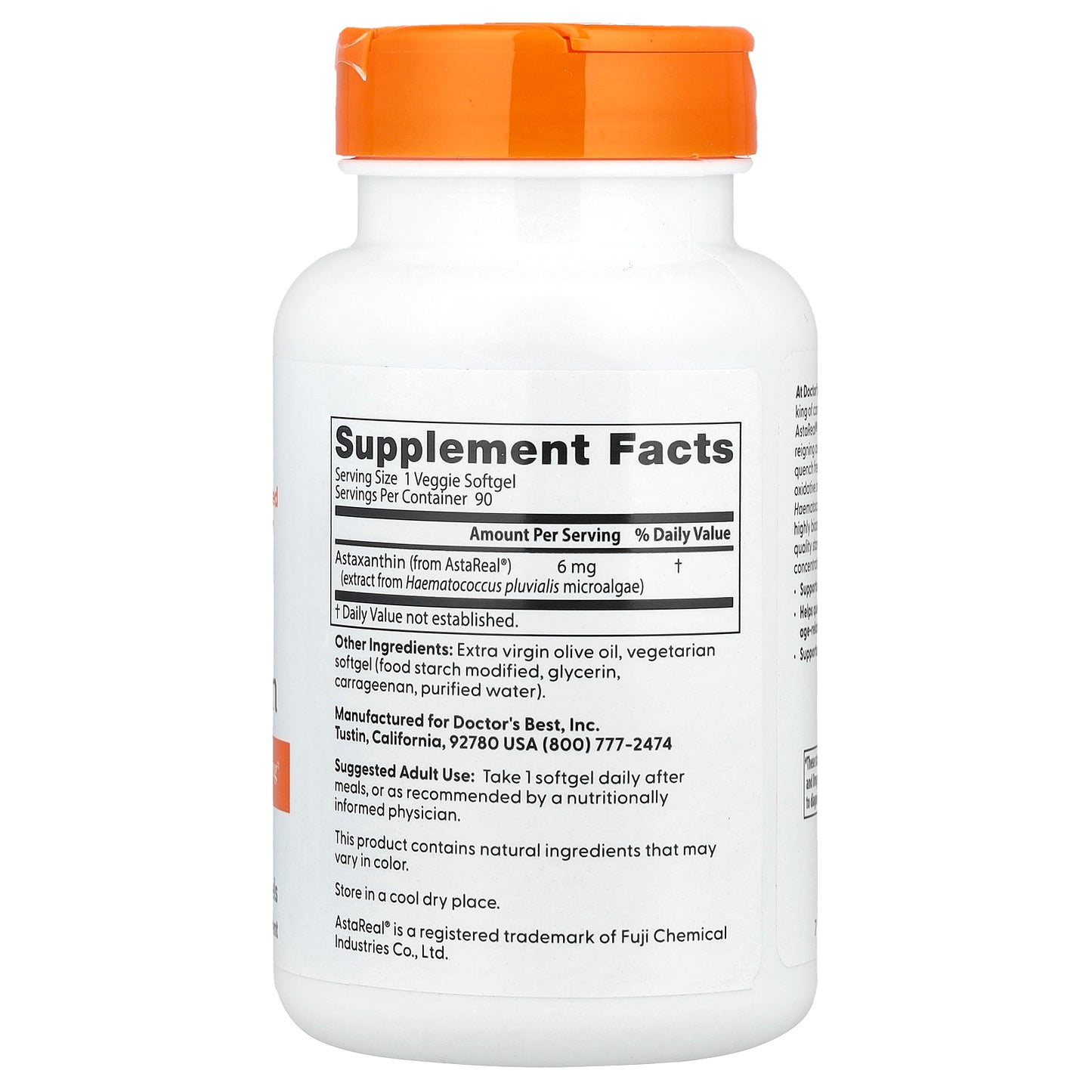 Doctor's Best, Astaxanthin, 6 mg, 90 Veggie Softgels