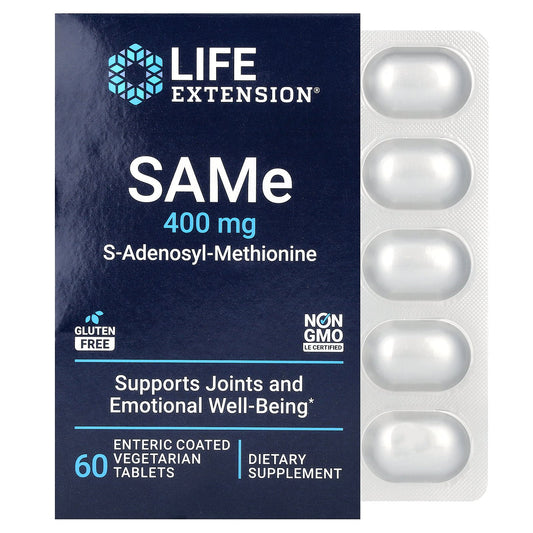 Life Extension, SAMe S-Adenosyl-Methionine, 400 mg, 60 Enteric Coated  Vegetarian Tablets