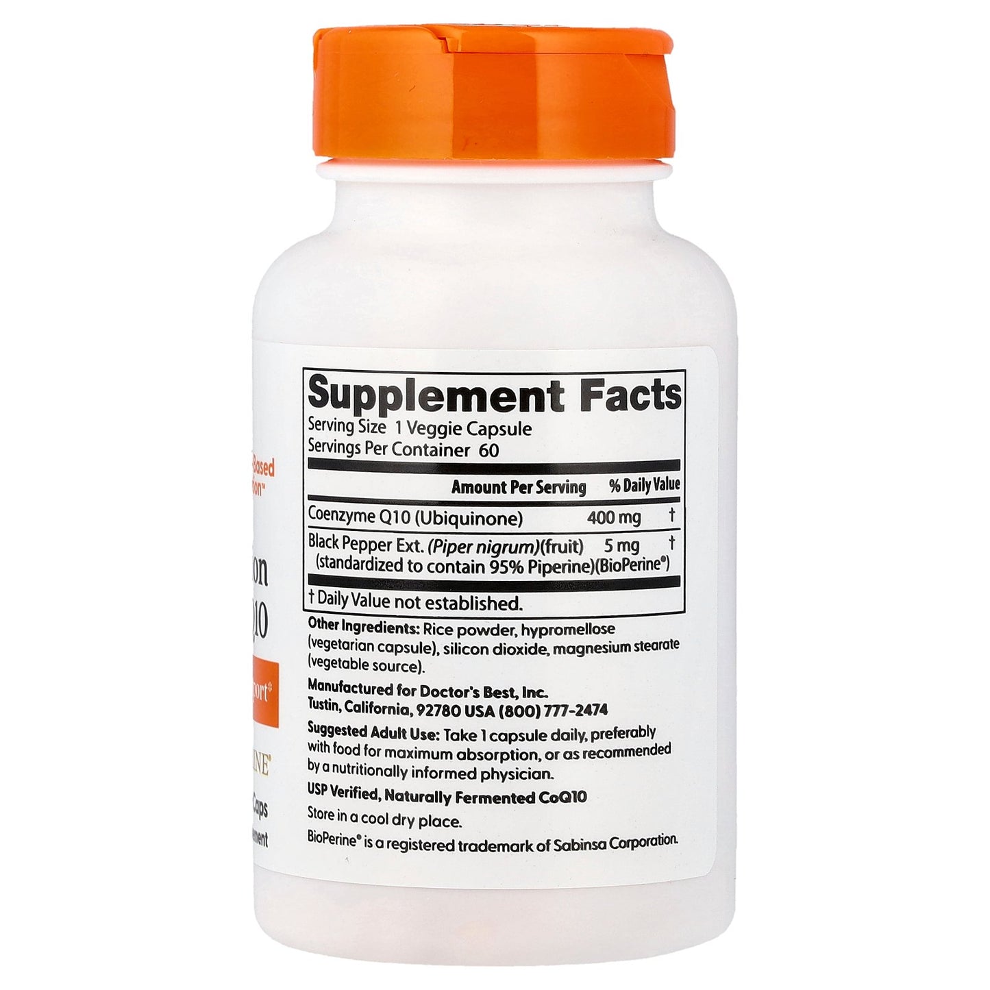 Doctor's Best, High Absorption CoQ10 with BioPerine®, 60 Veggie Caps