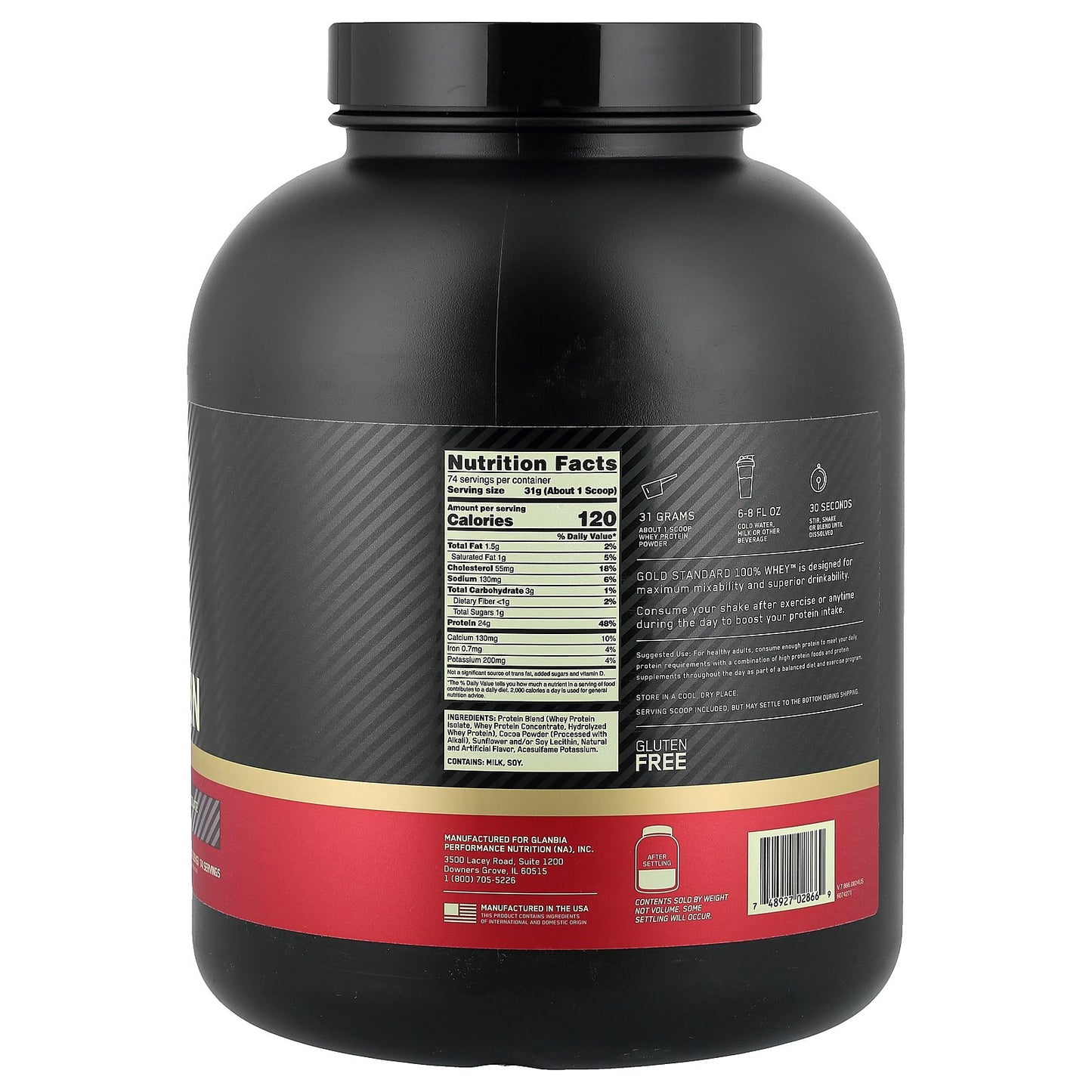 Optimum Nutrition, Gold Standard® 100% Whey Protein, Double Rich Chocolate, 5.05 lb (2.29 kg)