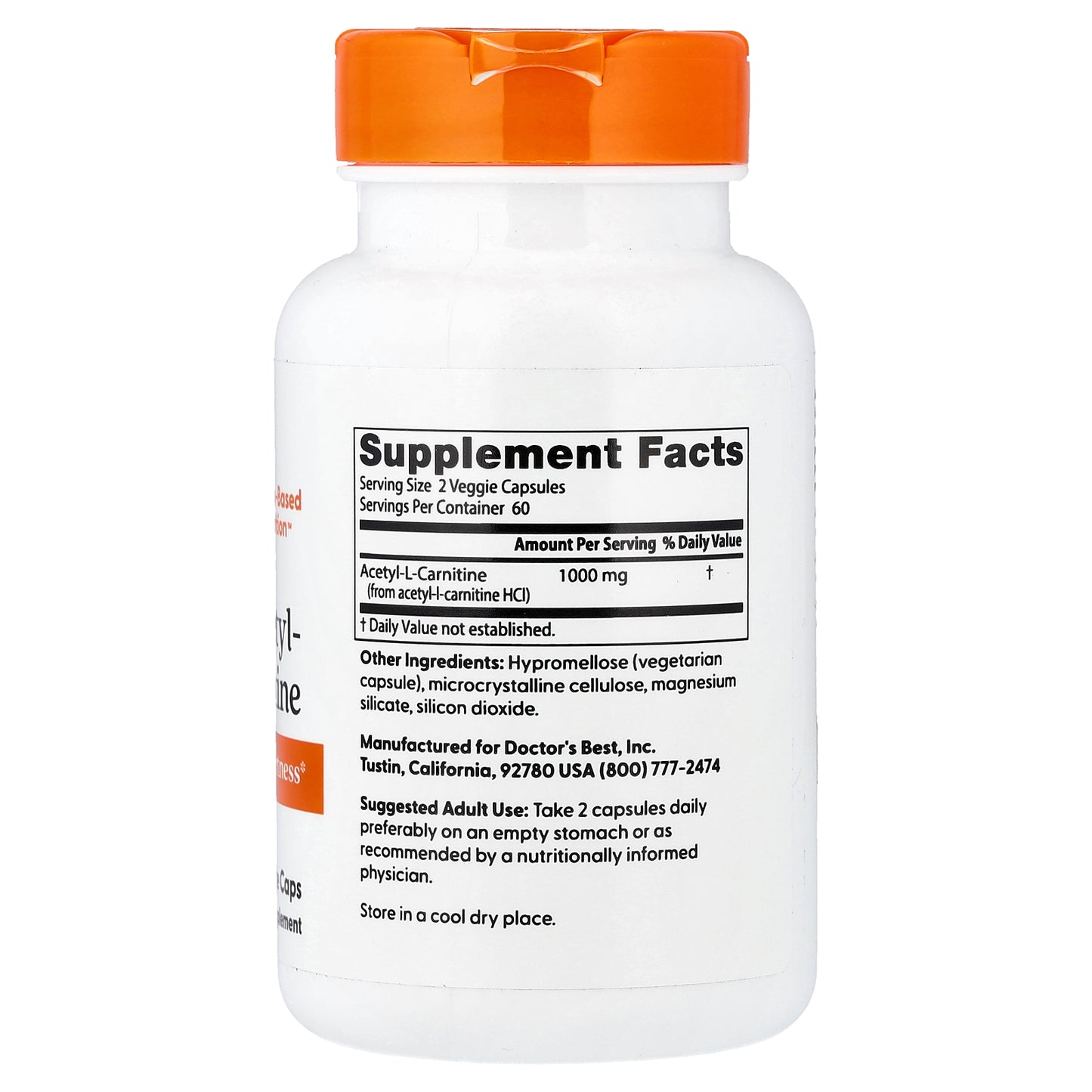 Doctor's Best, Acetyl-L-Carnitine, 120 Veggie Caps (500 mg per Cap)