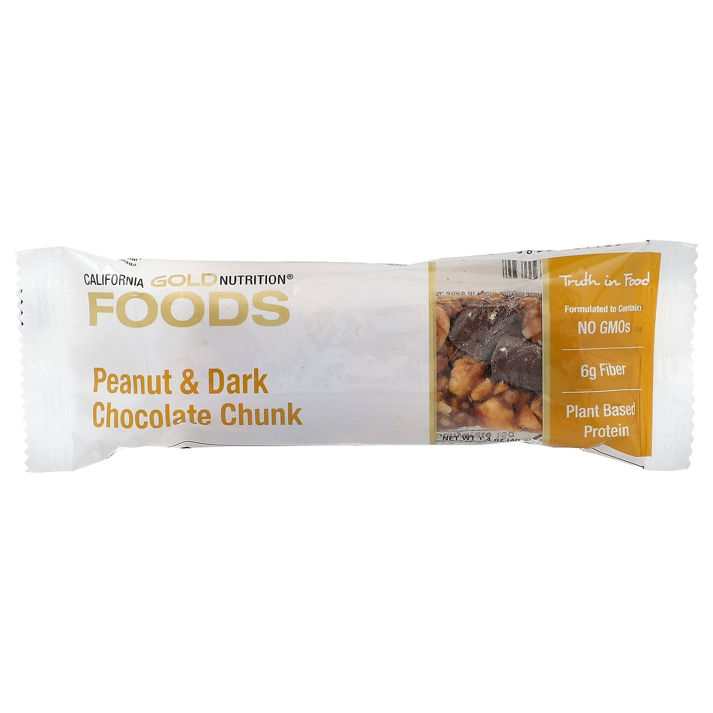 California Gold Nutrition, Foods, Peanut & Dark Chocolate Chunk Bars with Dry Roasted Almonds, Chicory Root Fiber, Pea Crisps and Honey, 12 Bars, 1.4 oz (40 g) Each