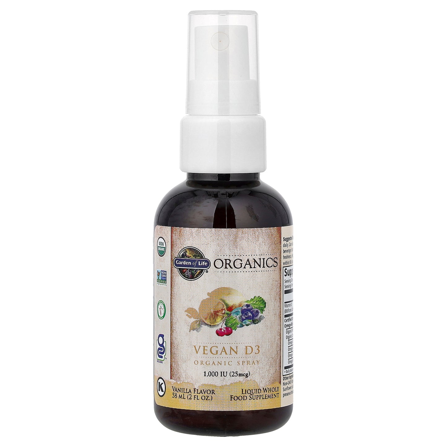 Garden of Life, Vegan D3 Organic Spray, Vanilla, 2 fl oz (58 ml)