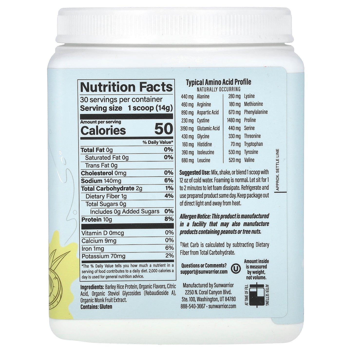 Sunwarrior, Clear Protein Refresh, Pineapple Coconut, 14.8 oz (420 g)