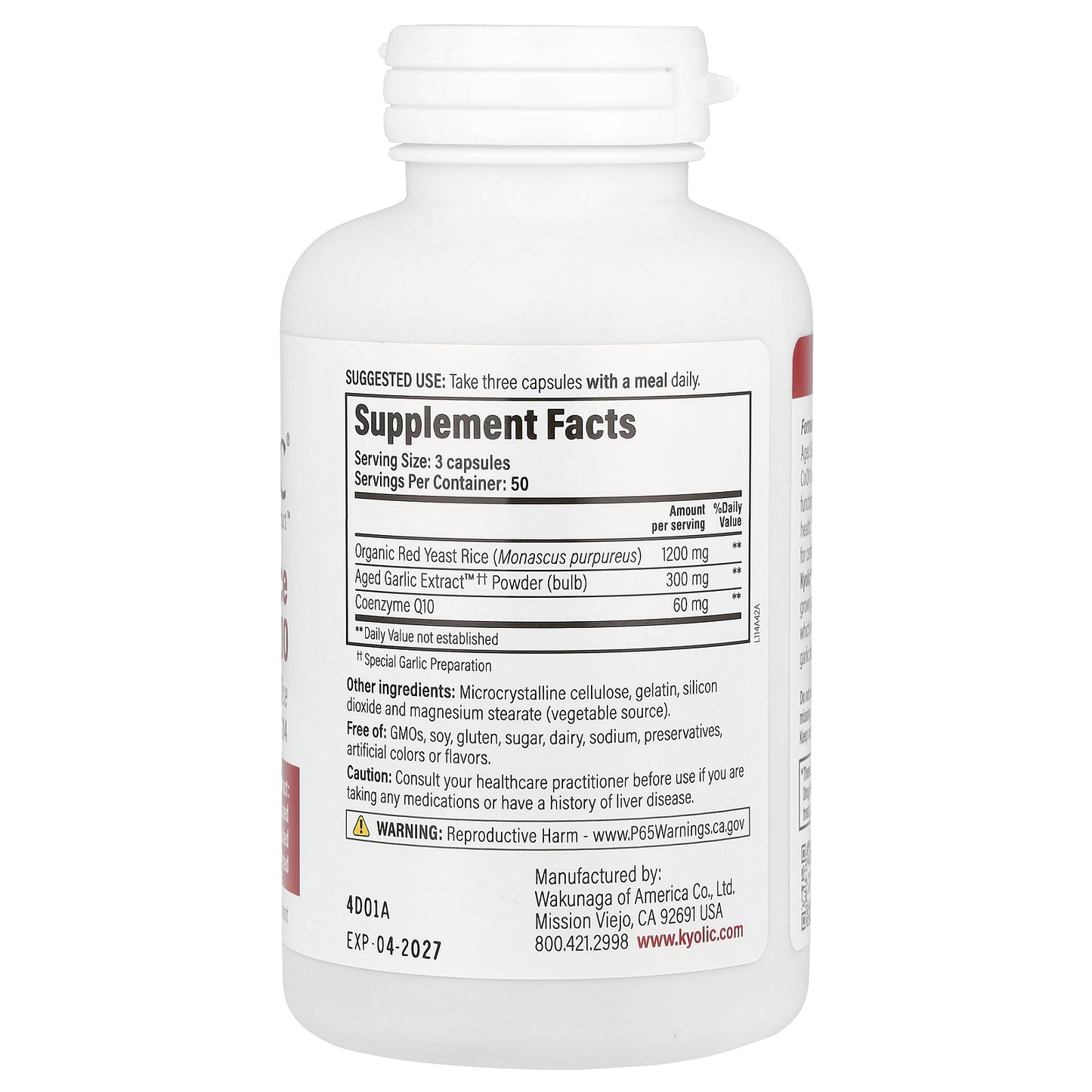 Kyolic, Aged Garlic Extract™, Red Yeast Rice plus CoQ10, Formula 114, 150 Capsules