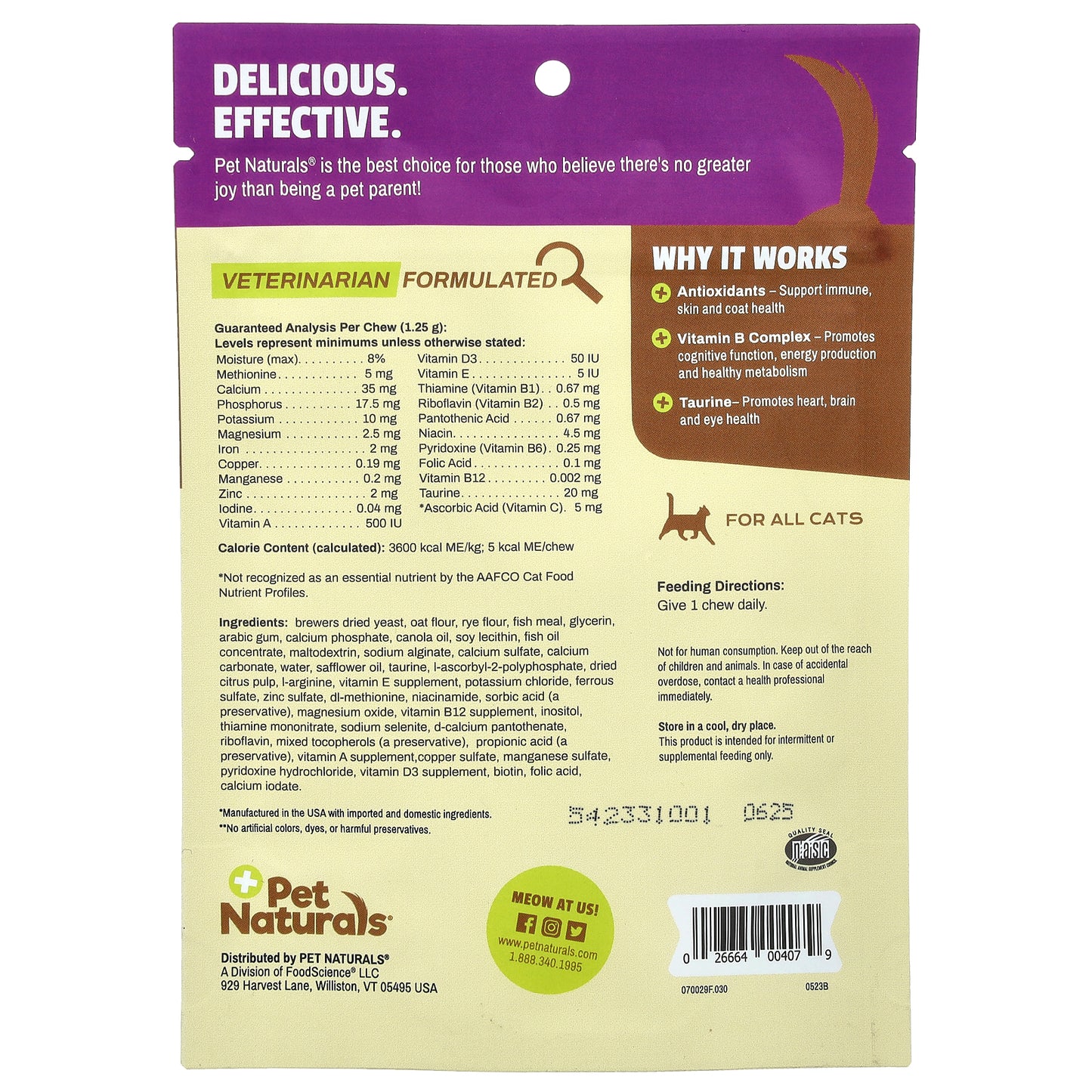 Pet Naturals, Daily Multi, For Cats, All Sizes, 30 Chews, 1.32 oz (37.5 g)