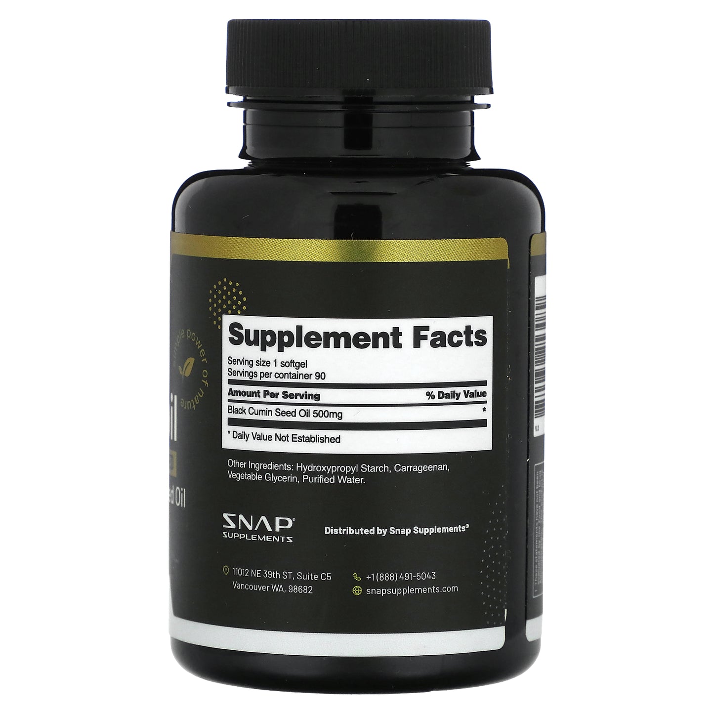 Snap Supplements, Black Seed Oil, 500 mg, 90 Softgel Capsules