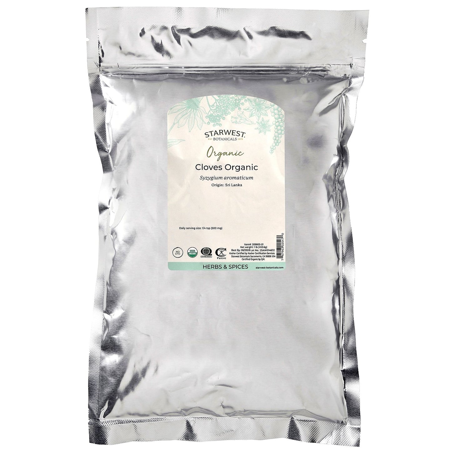 Starwest Botanicals, Organic Cloves, 1 lb (453.6 g)