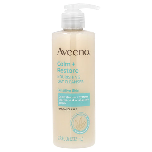 Aveeno, Calm + Restore, Nourishing Oat Cleanser, Sensitive Skin, Fragrance Free, 7.8 fl oz (232 ml)