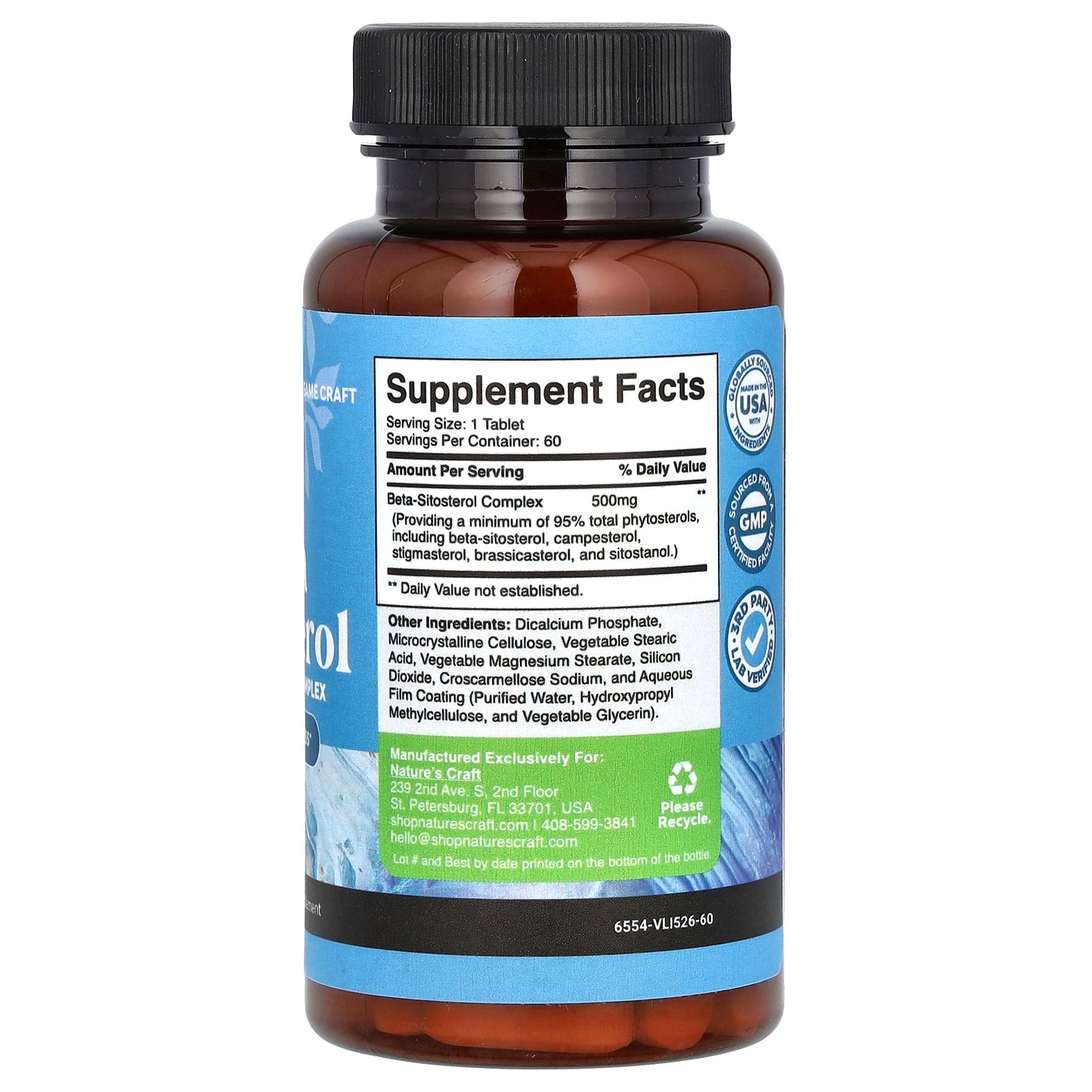 Nature's Craft, Beta Sitosterol, 500 mg, 60 Tablets