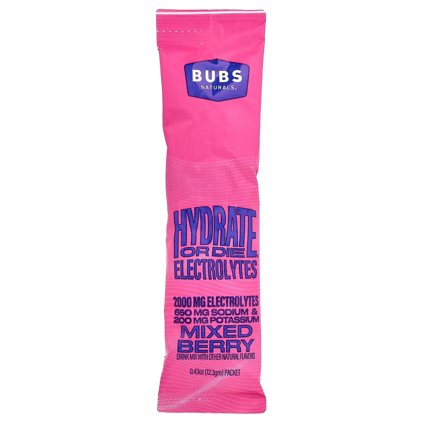 BUBS Naturals, Hydrate or Die®, Electrolytes Drink Mix, Mixed Berry, 20 Packets, 0.43 oz (12.3 gm) Each
