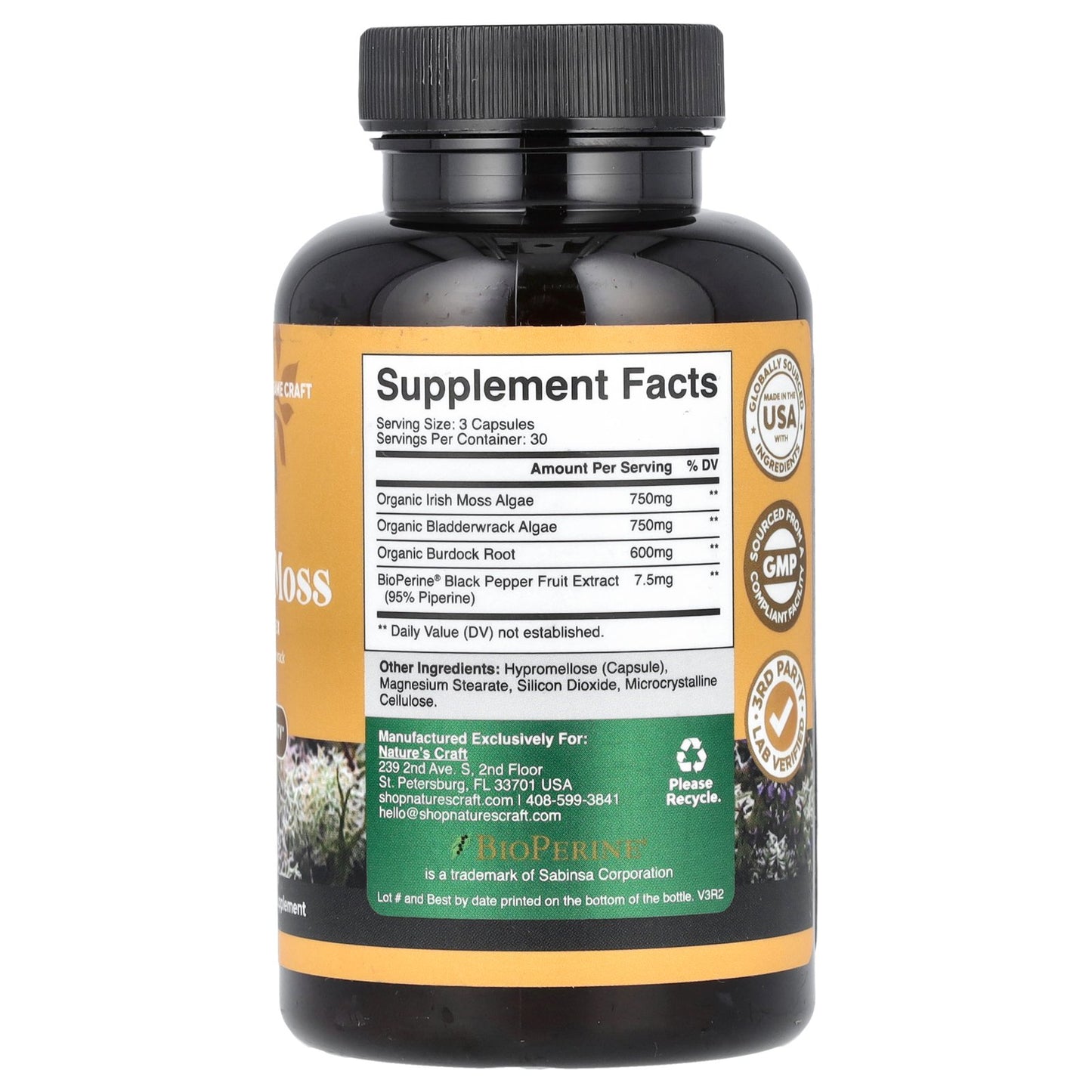 Nature's Craft, Irish Sea Moss, 90 Capsules