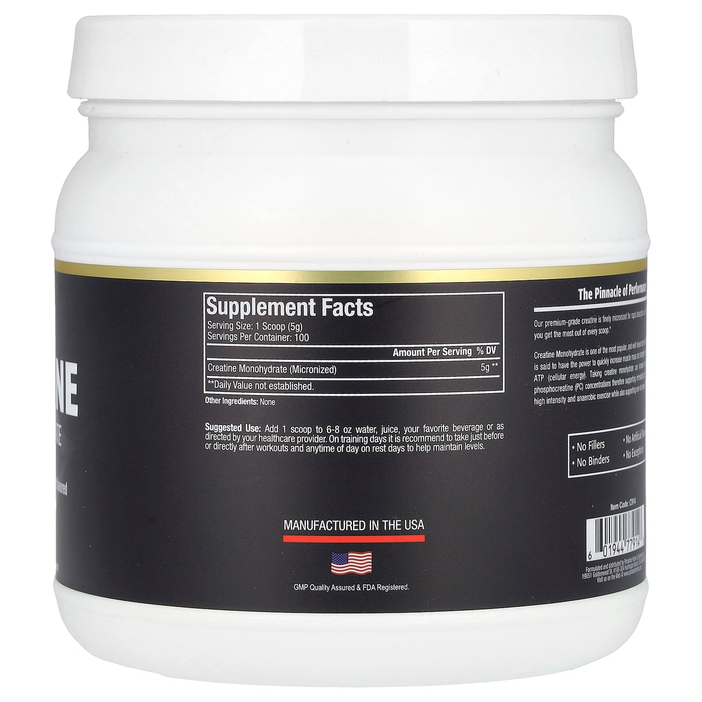 Paradise Herbs, Creatine Monohydrate, Unflavored, 500 g