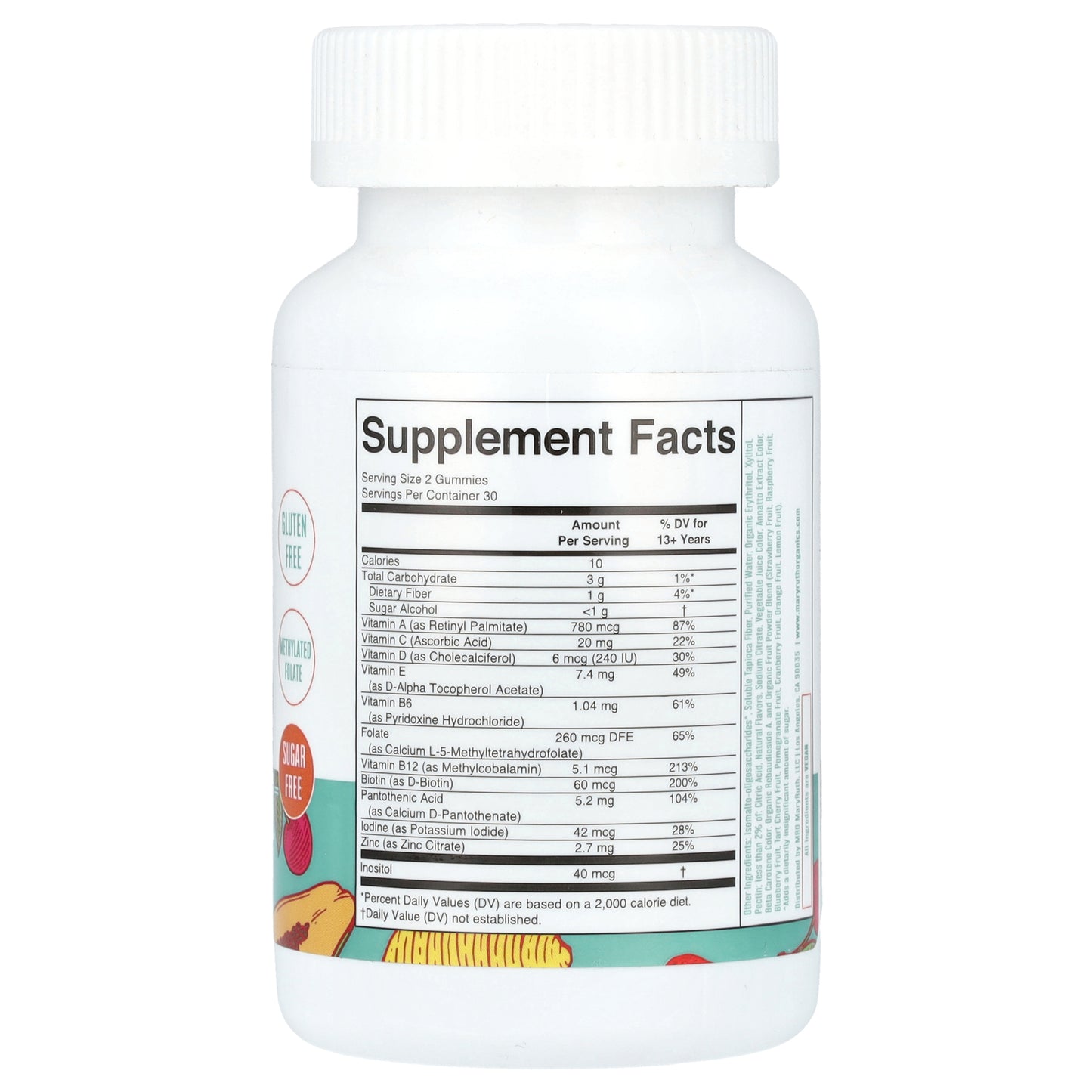 MaryRuth's, Teen Multivitamin Gummies, Sugar Free, Strawberry, Papaya and Super Punch, 60 Gummies