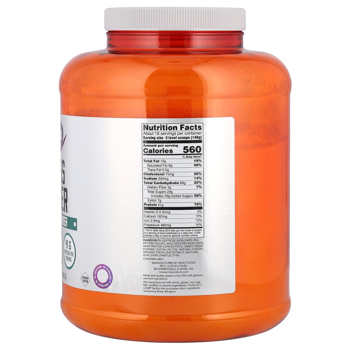 NOW Foods, Sports, Mass Gainer Protein Powder, Creamy Chocolate , 5.5 lbs (2,495 g)