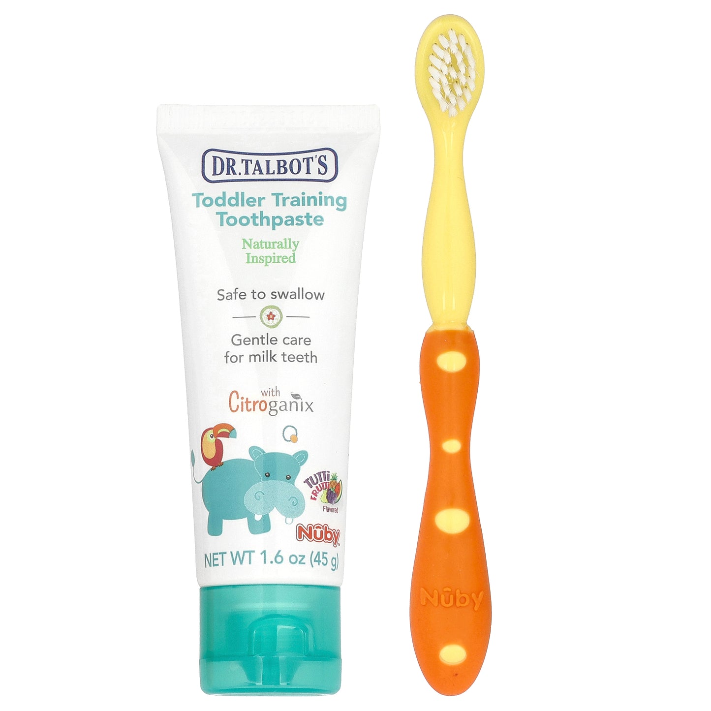 Dr. Talbot's, Toddler Training Toothpaste with Toothbrush, 6 m+, Tutti Frutti, 2 Piece Set