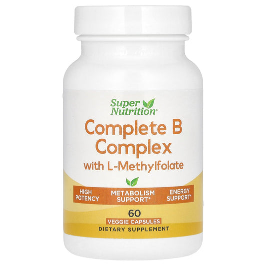 Super Nutrition, Complete B Complex with L-Methylfolate, 60 Veggie Capsules