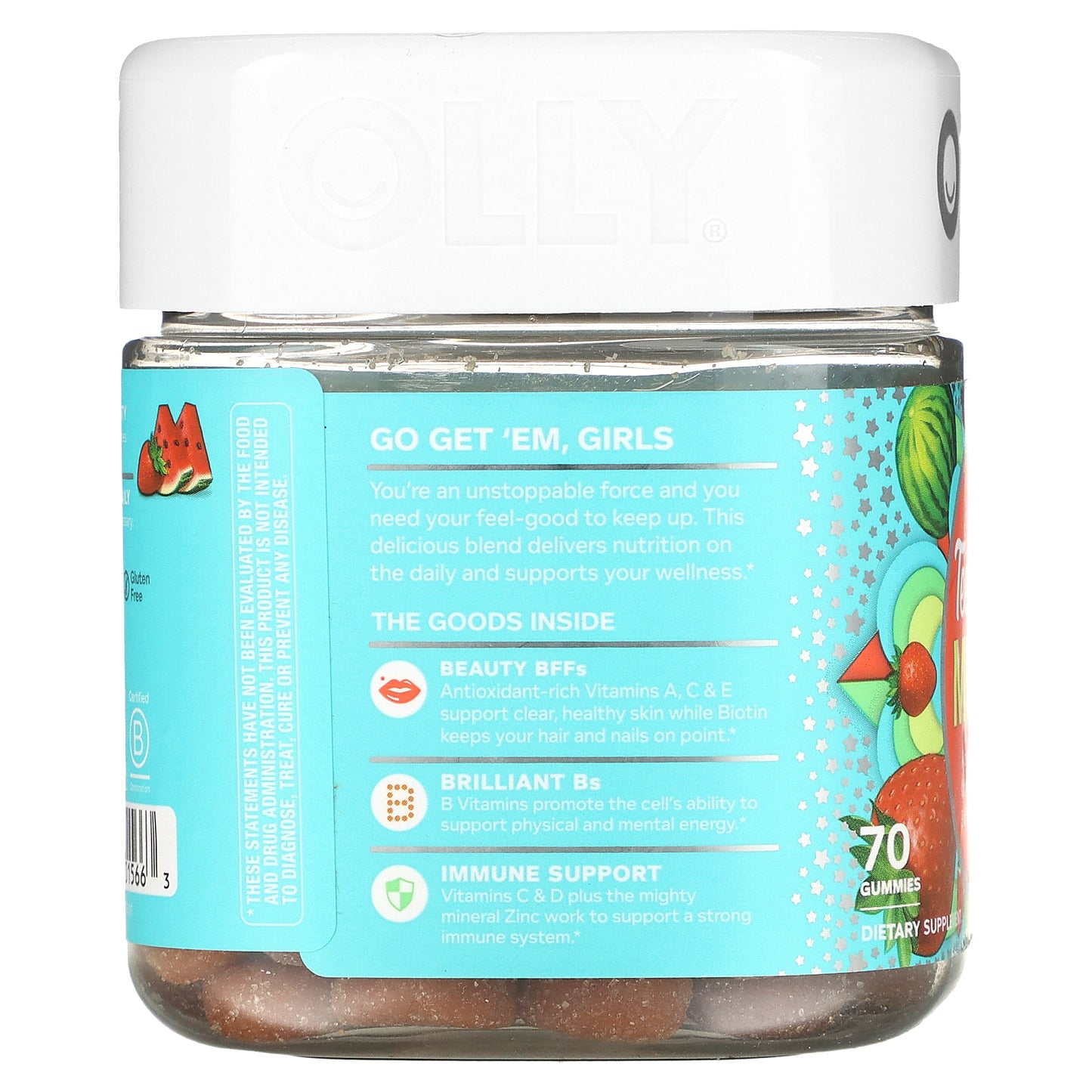 OLLY, Teen Girl Multi Gummies, Berry Melon Besties, 70 Gummies