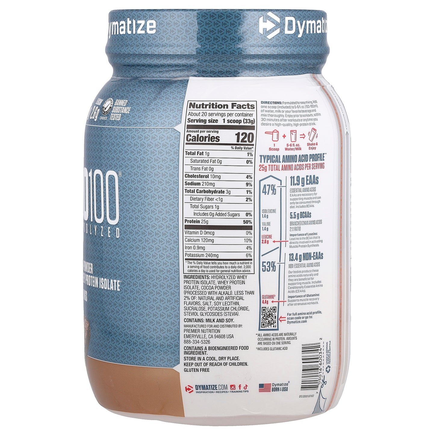 Dymatize, ISO100® Hydrolyzed, 100% Whey Protein Isolate, Fudge Brownie , 1.45 lb (660 g)