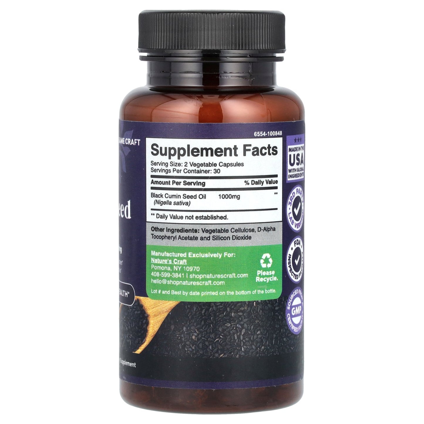 Nature's Craft, Black Seed Oil, 60 Veggie Capsules (500 mg per Capsule)