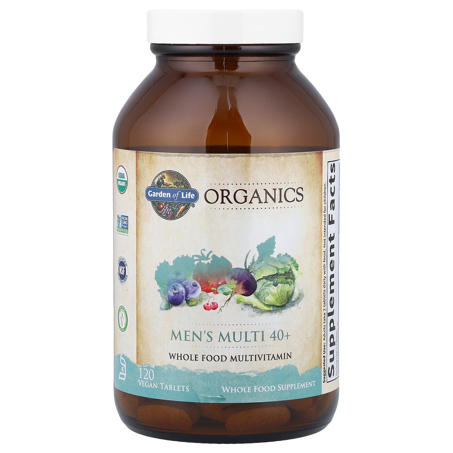 Garden of Life, Organics, Men's Multi 40+, 120 Vegan Tablets