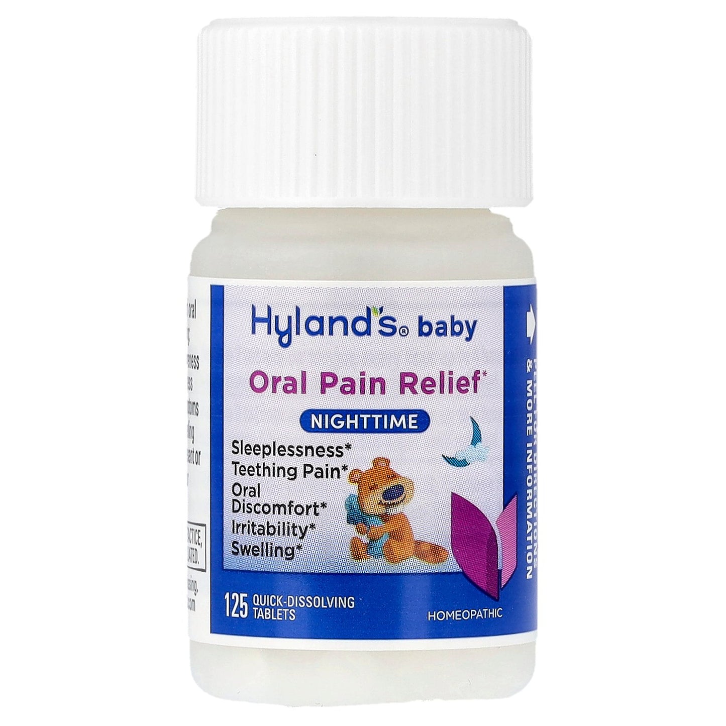Hyland's Naturals, Baby, Oral Pain Relief, Nighttime, 0+ Months, 125 Quick-Dissolving Tablets