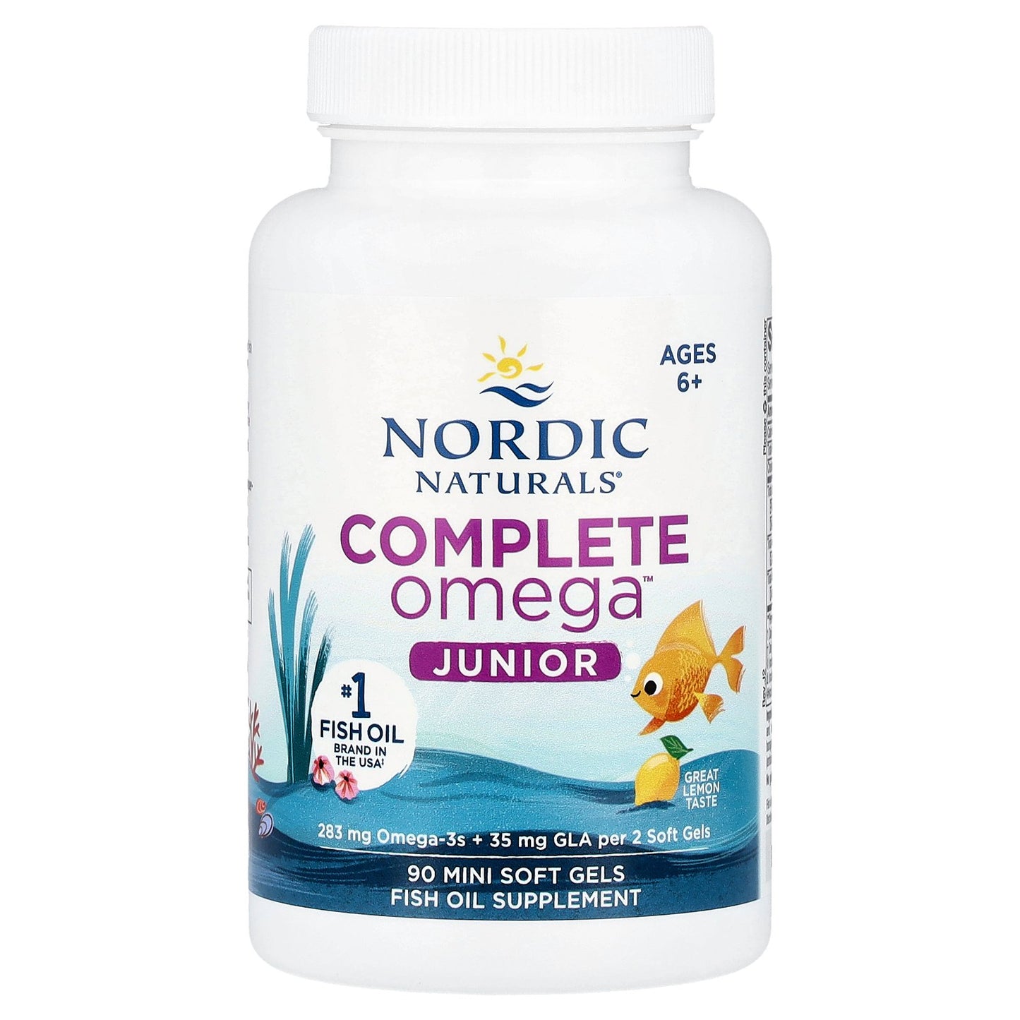 Nordic Naturals, Complete Omega™ Junior, Ages 6+, Lemon, 90 Mini Soft Gels