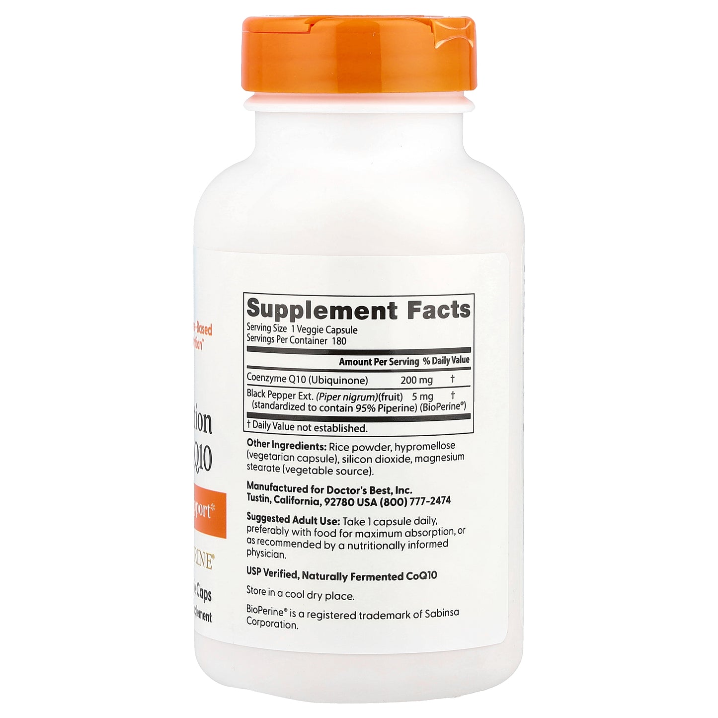 Doctor's Best, High Absorption CoQ10 , 200 mg, 180 Veggie Caps