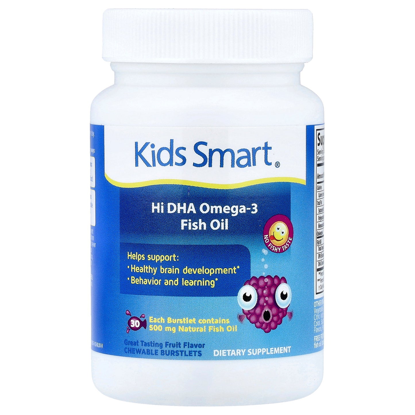 Kids Smart®, Hi DHA-Omega 3 Fish Oil, Fruit, 30 Chewable Burstlets