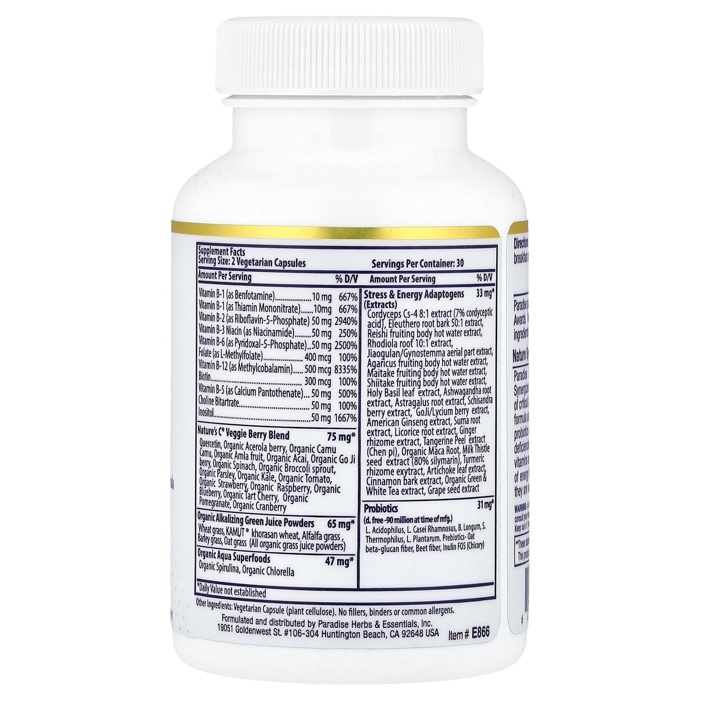 Paradise Herbs, Earth's Blend, Methyl B-Complex, 60 Vegetarian Capsules