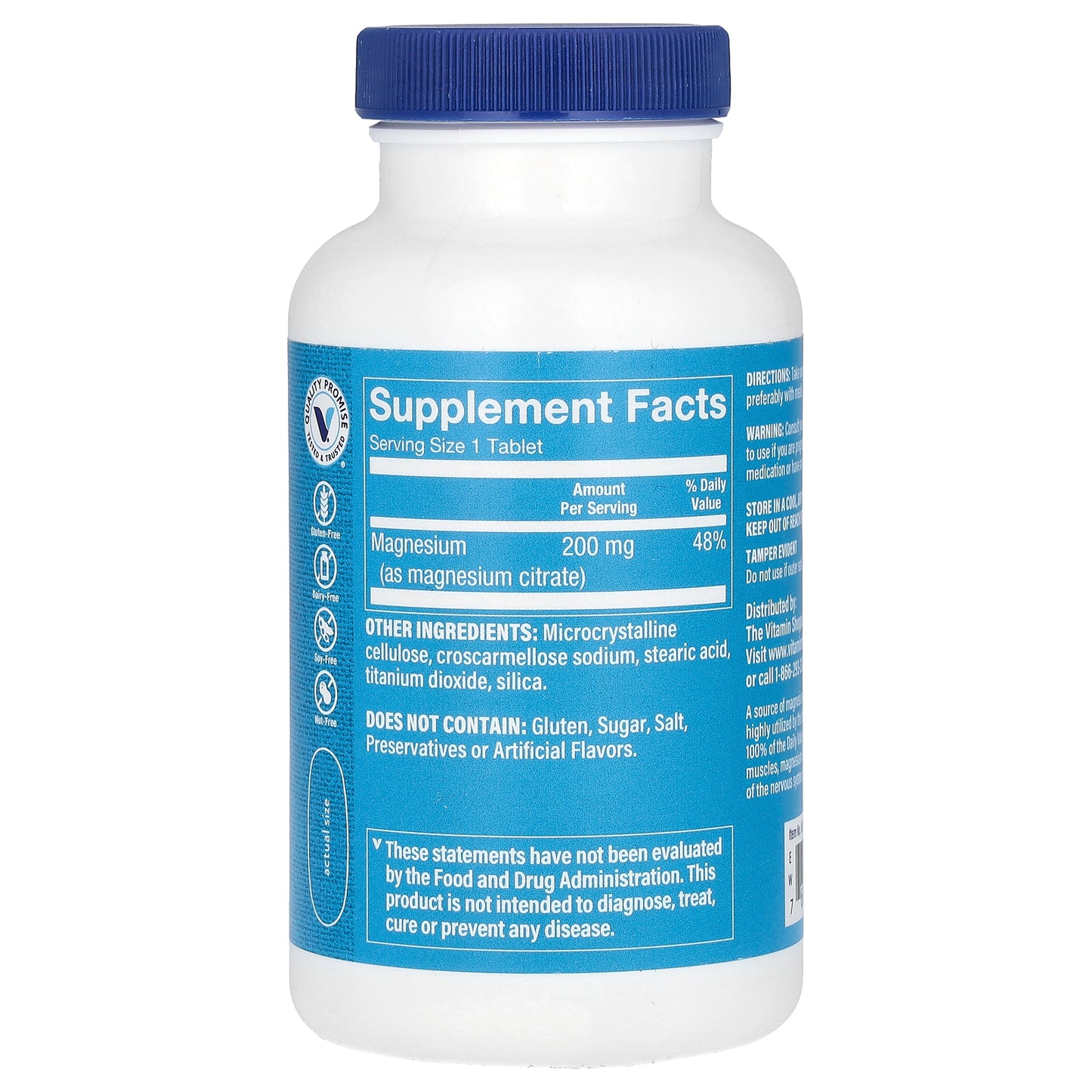 The Vitamin Shoppe, Magnesium Citrate , 200 mg , 100 Tablets