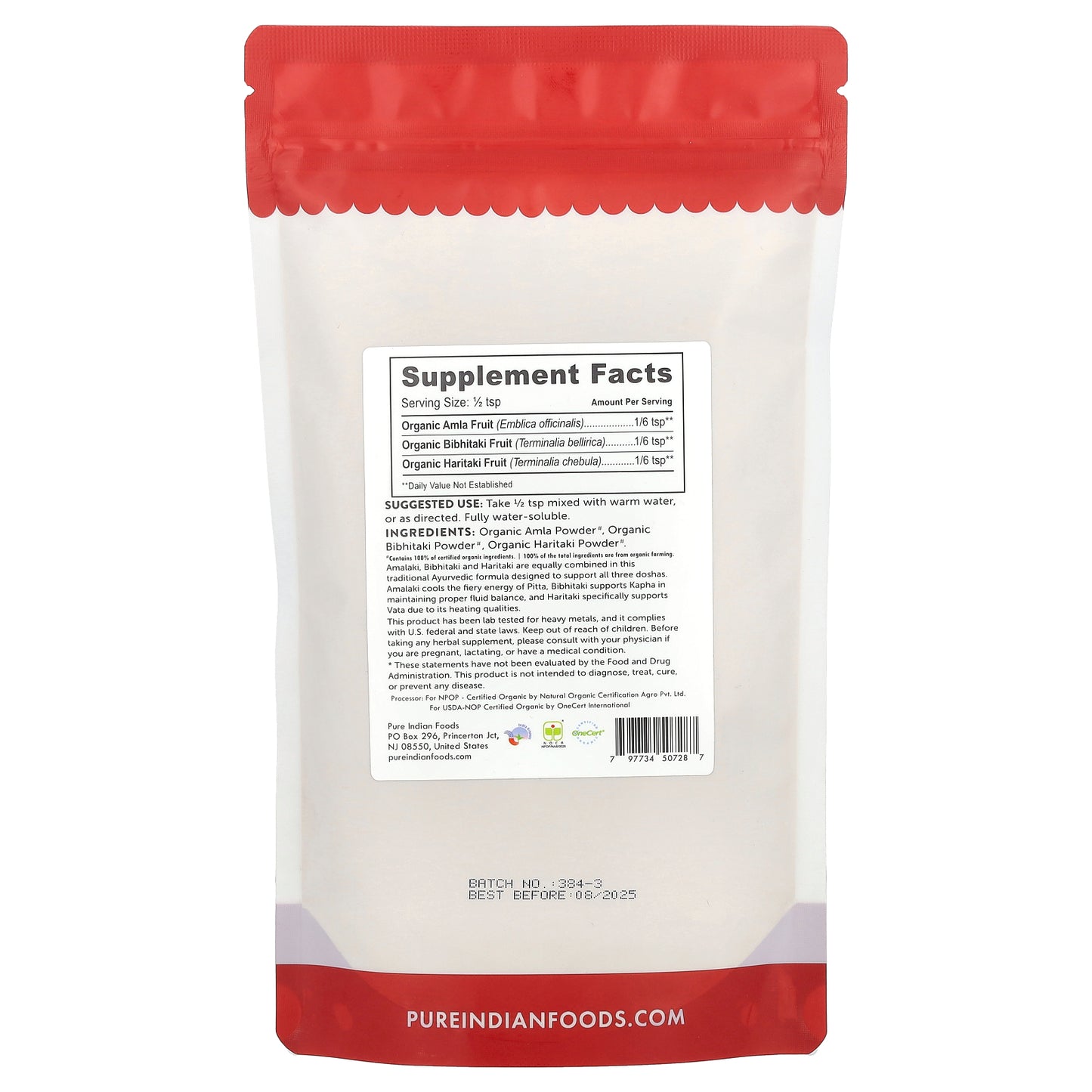 Pure Indian Foods, Organic Triphala Powder, 8 oz (227 g)