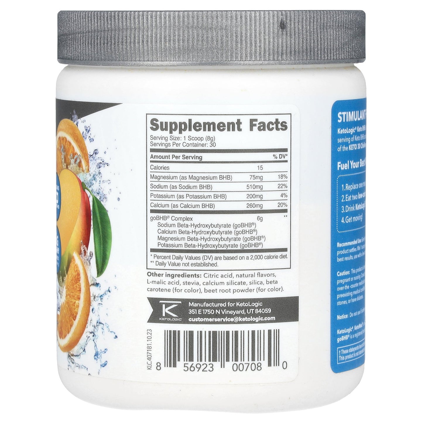 KetoLogic, Keto BHB, Orange Mango, 8.9 oz (249 g)