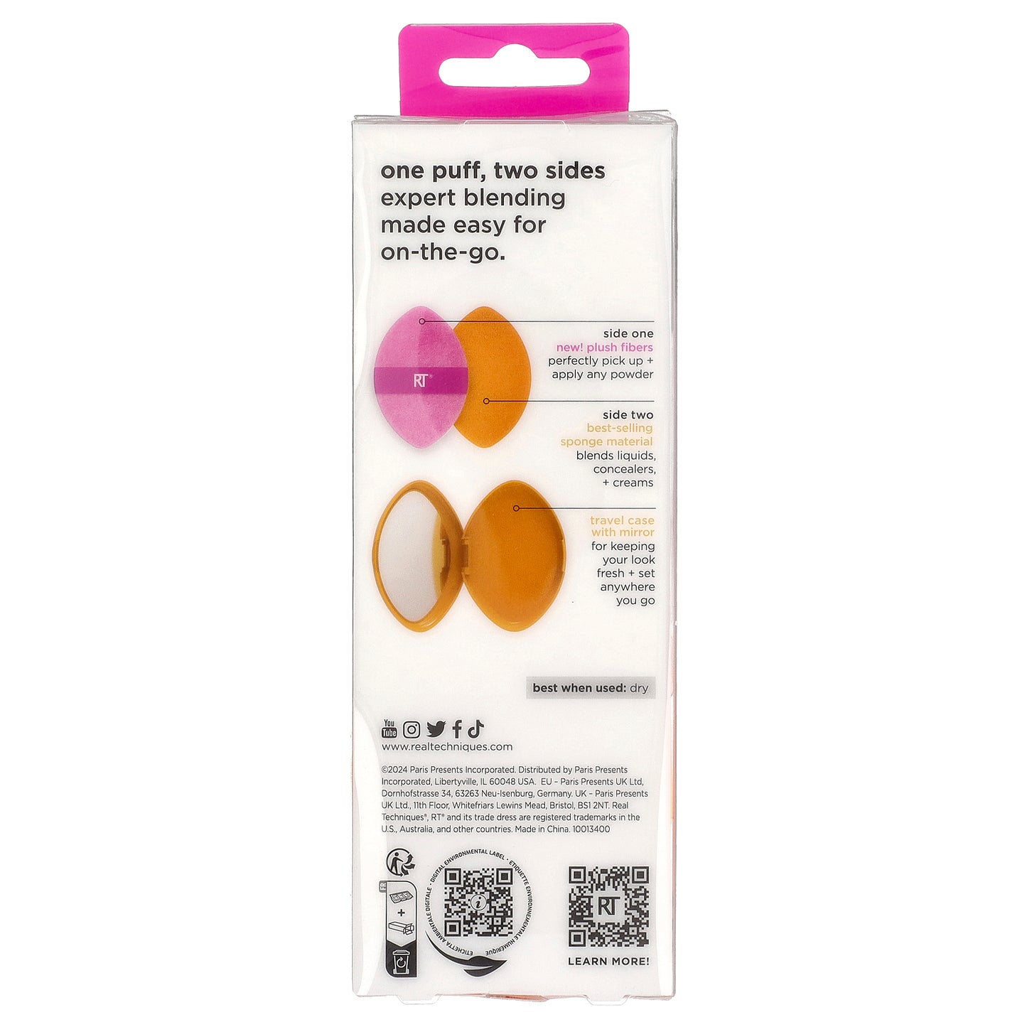 Real Techniques, Miracle 2-in-1 Powder Puff + Travel Case , 2 Piece Set