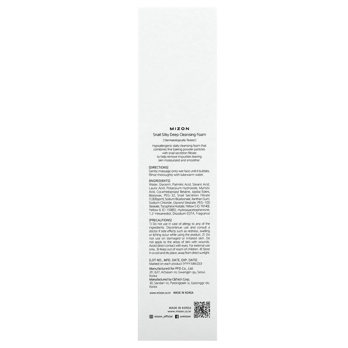 Mizon, Snail Silky Deep Cleansing Foam, 5.29 oz (150 g)