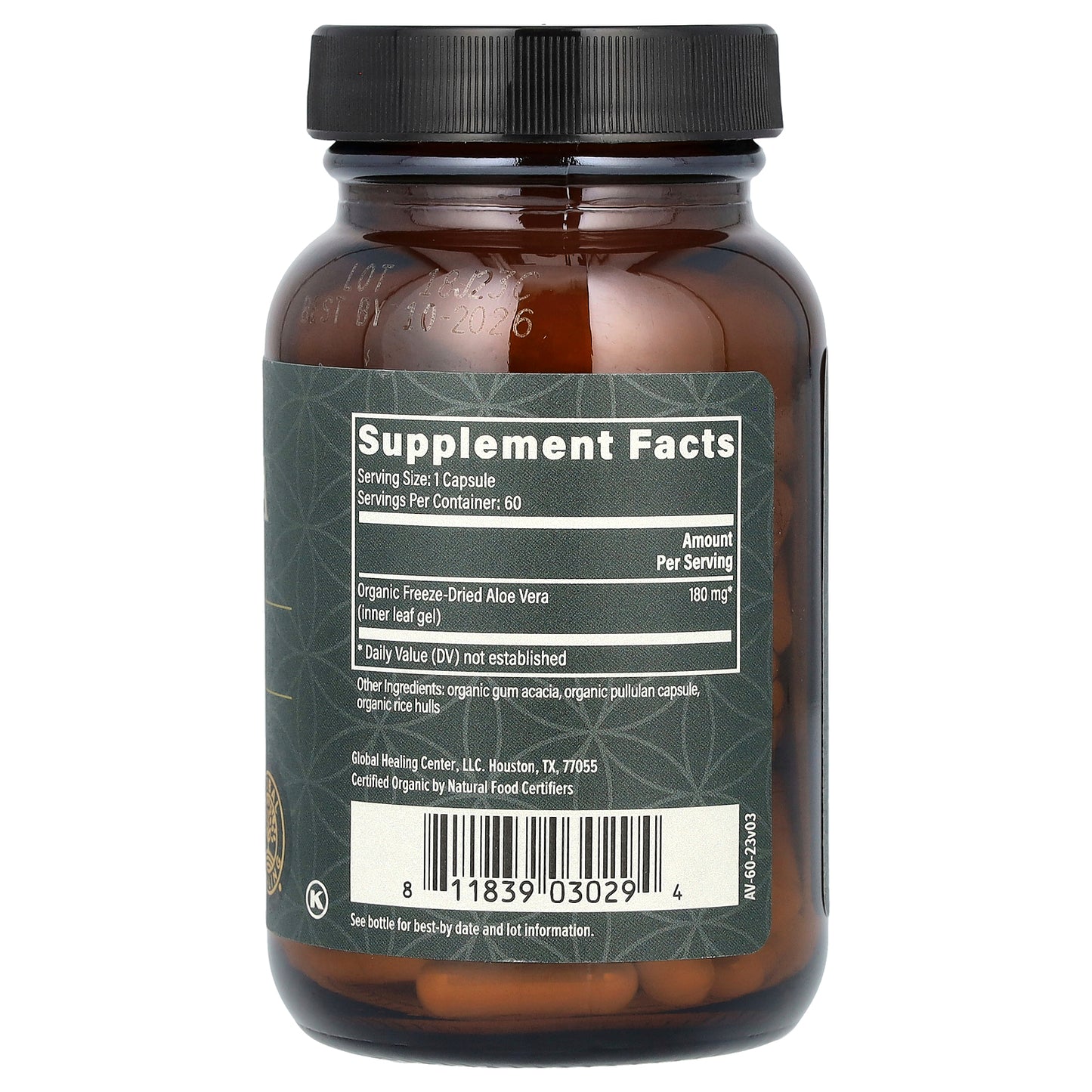 Global Healing, Aloe Vera, 60 Capsules (180 mg per Capsule)