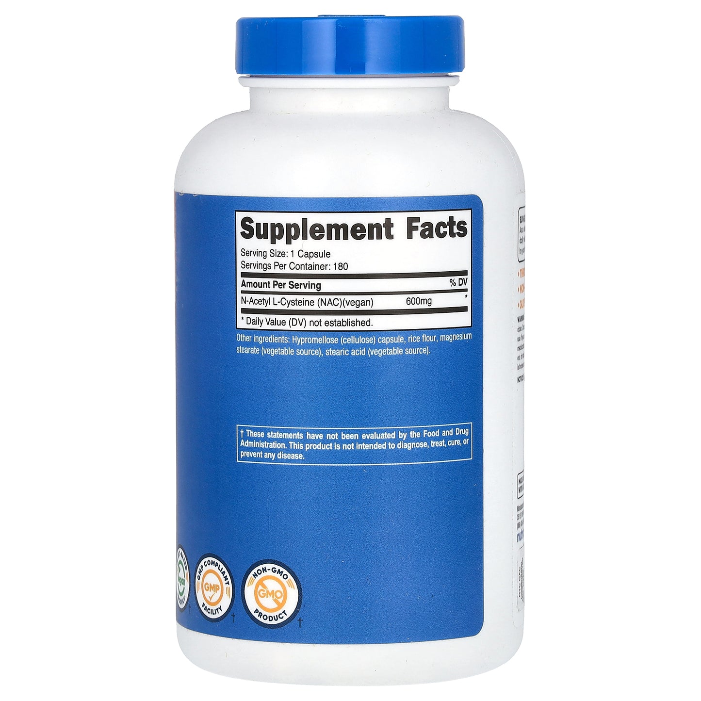 Nutricost, NAC, Vegan N-Acetyl L-Cysteine, 600 mg, 180 Capsules