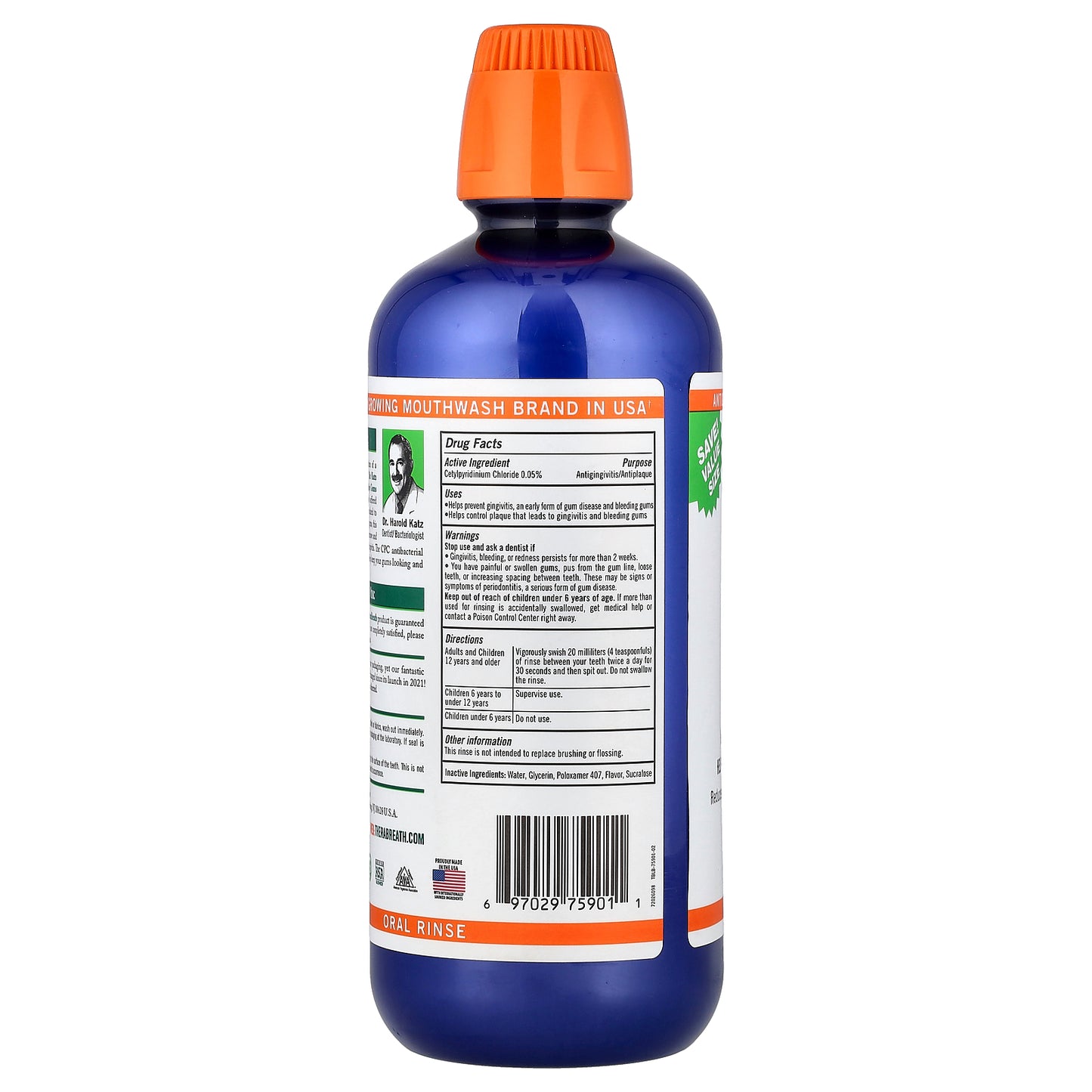 TheraBreath, Healthy Gums Oral Rinse, Clean Mint, 33.8 fl oz (1 l)