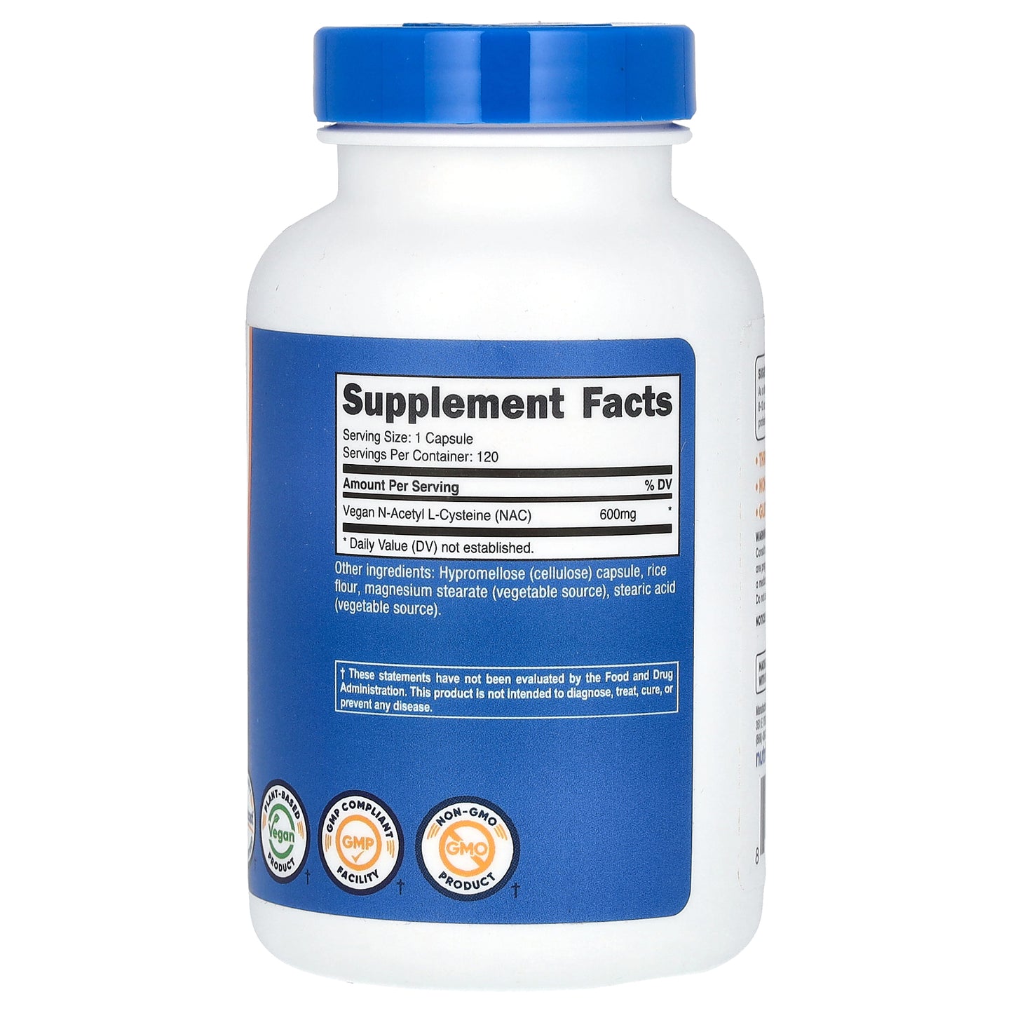 Nutricost, NAC, Vegan N-Acetyl L-Cysteine, 600 mg, 120 Capsules