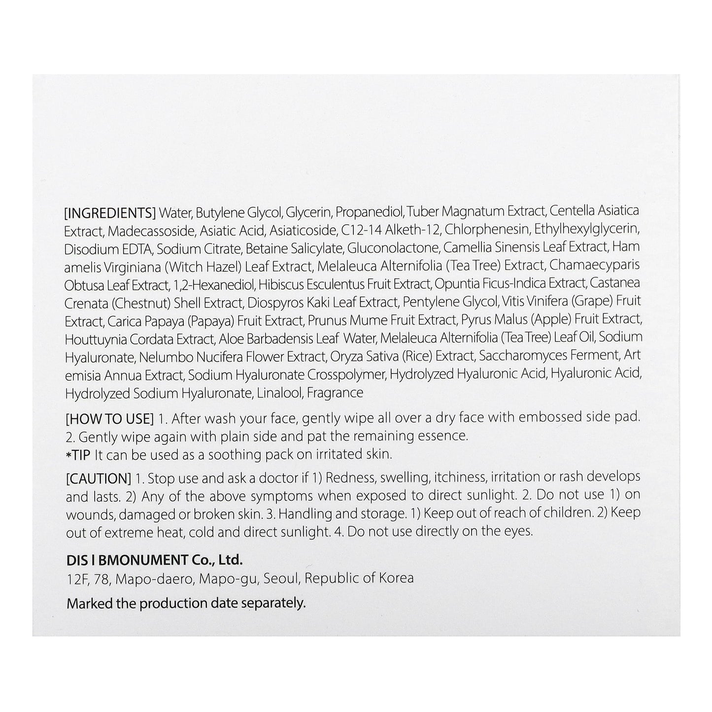 d'Alba, Daily Mild Cica Calming Pad, 50 Pads, 5.57 fl oz (165 ml)