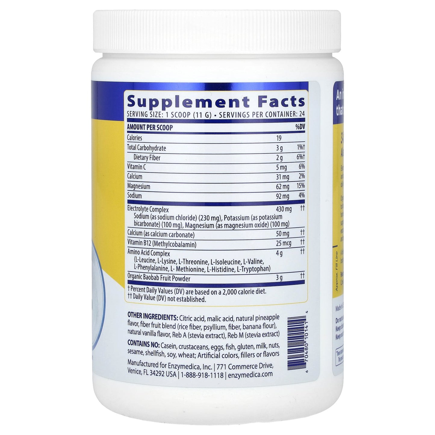 Enzymedica, Fasting Today, Intermittent Fasting Drink Mix, Tropical Pineapple , 9.31 oz (264 g)