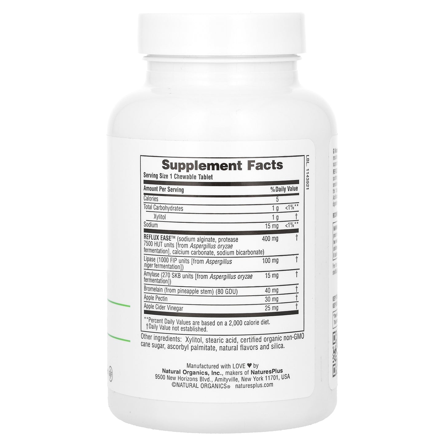 NaturesPlus, Gi Natural, Reflux Ease, Vanila, 60 Chewable Tablets