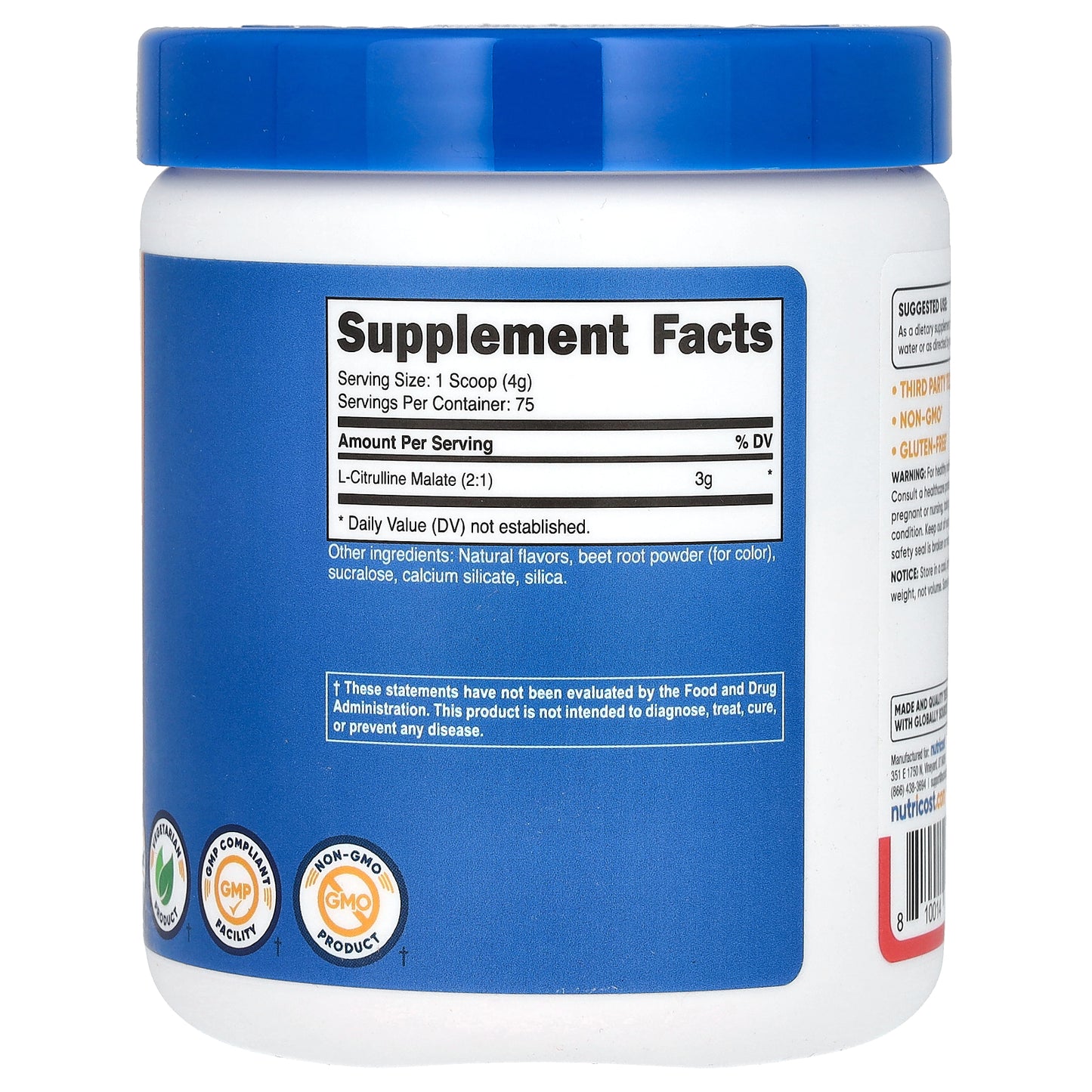 Nutricost, L-Citrulline Malate 2:1, Strawberry Kiwi , 10.7 oz (300 g)