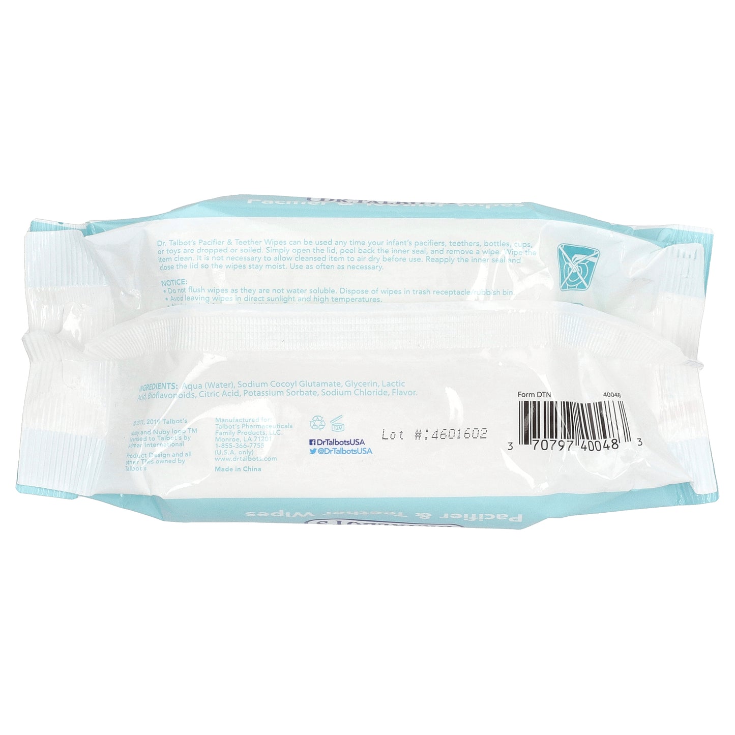 Dr. Talbot's, Pacifier & Teether Wipes, 0 m +, Vanilla Milk, 48 Wipes