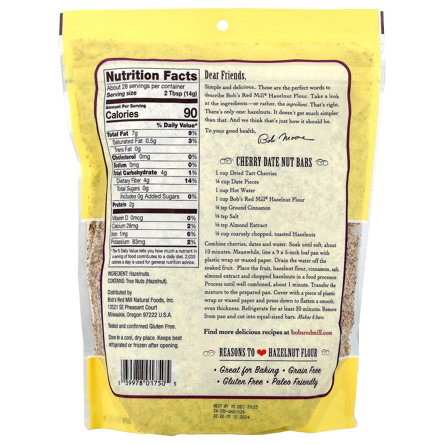 Bob's Red Mill, Finely Ground Hazelnut Flour, 14 oz (396 g)