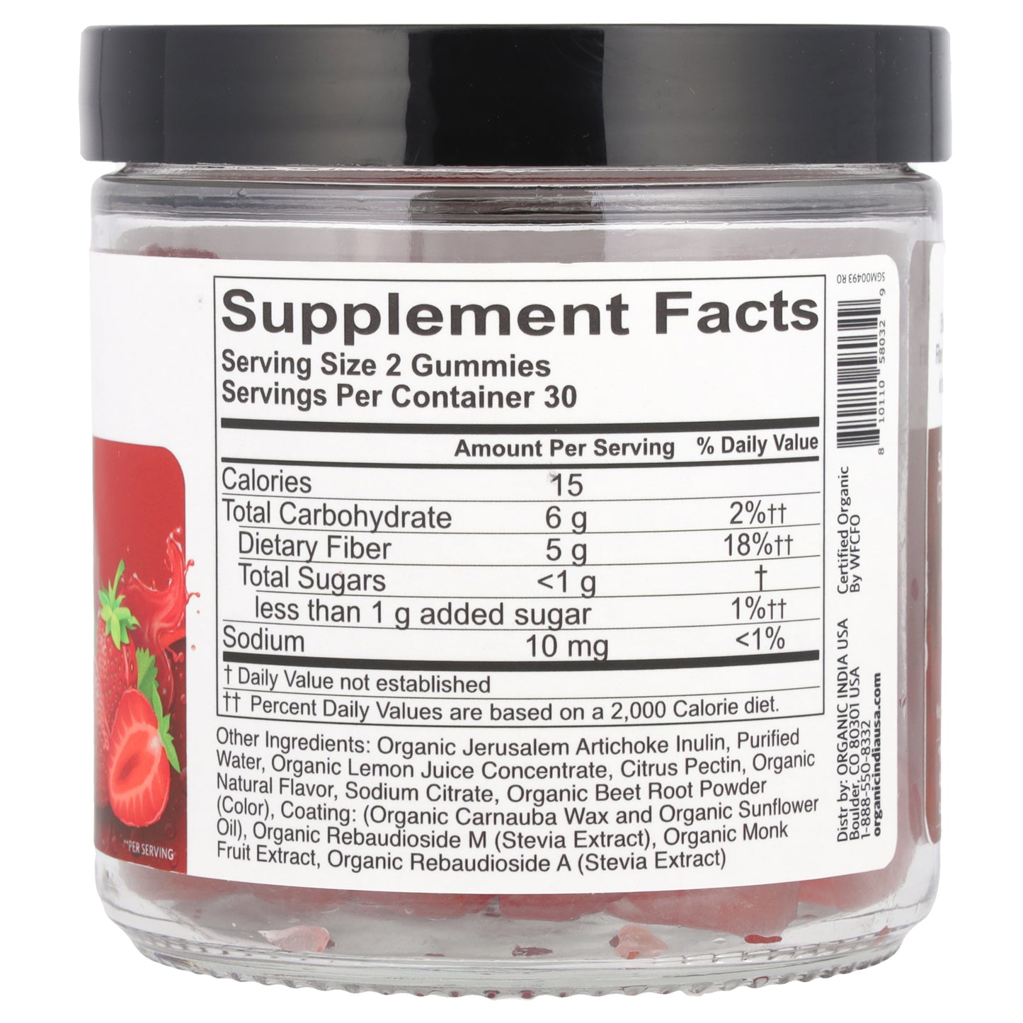 Organic India, Organic Fiber Gummies, Strawberry, 60 Gummies