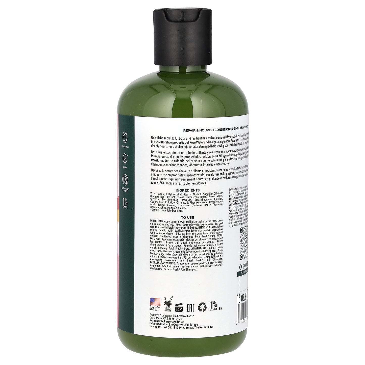 Petal Fresh, Pure, Repair & Nourish Conditioner, Ginger & Rose Water, 16 fl oz (475 ml)