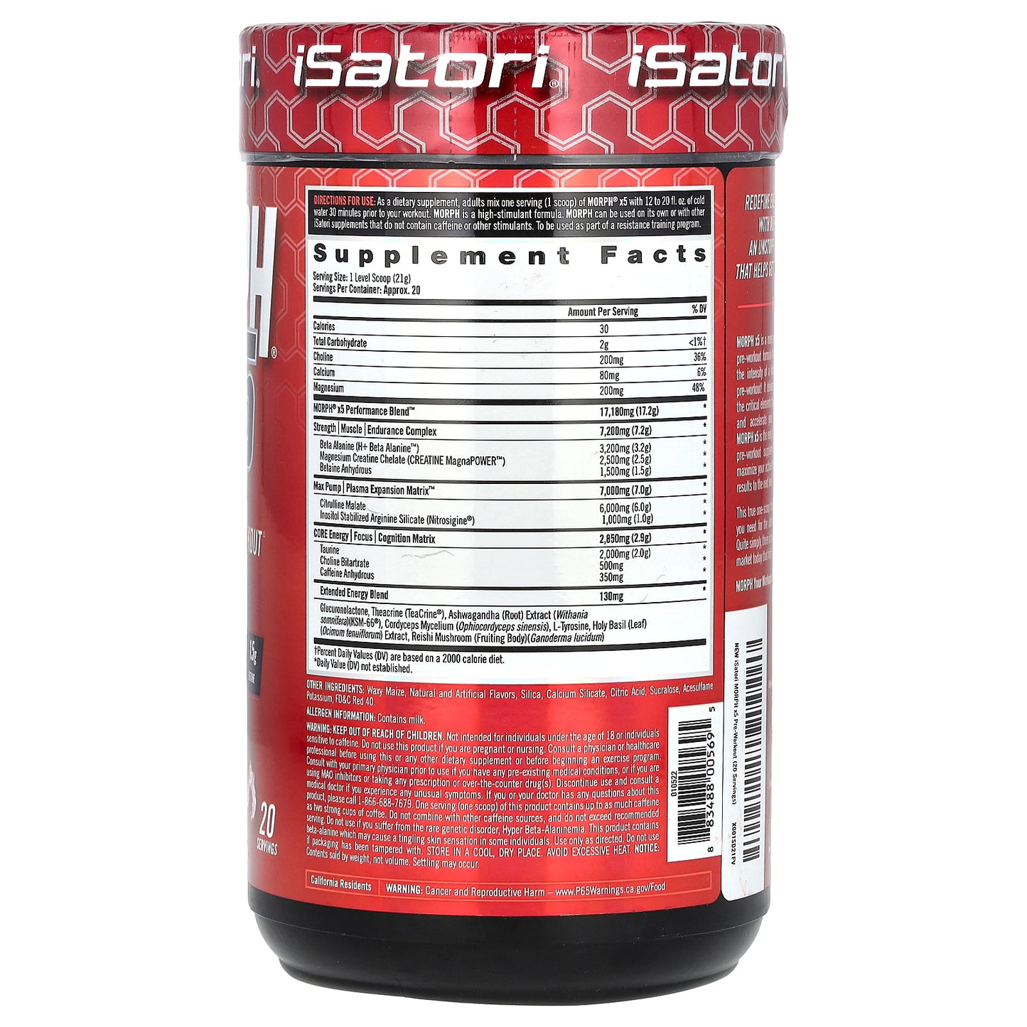 Isatori, Morph x5 Pre-Workout, Cherry Frost, 15 oz (426 g)